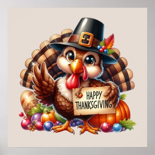 Niedlich Happy Thanksgiving Trukey Poster (Vorne)