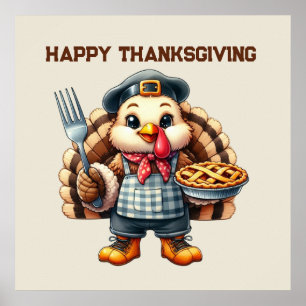 Niedlich Happy Thanksgiving Trukey Poster