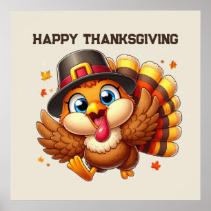 Niedlich Happy Thanksgiving Truthahn anpassbar Poster