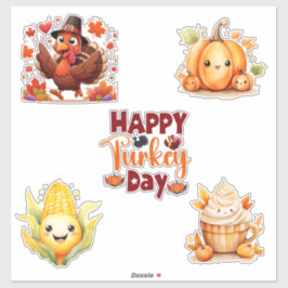 Niedlich Happy Turkey Day Erntedank Stickers Aufkleber