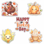 Niedlich Happy Turkey Day Erntedank Stickers Aufkleber (Vorderseite)