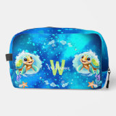 Niedlich Happy Turtle Boy Ocean Blauer Name Waschbeutel (Vorderseite)