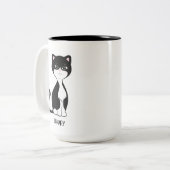 Niedlich Happy Tuxedo Cat Zweifarbige Tasse (Vorderseite Links)