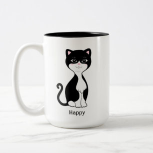 Niedlich Happy Tuxedo Cat Zweifarbige Tasse