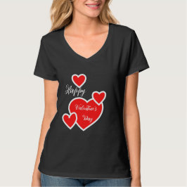 Niedlich Happy Valentine's Day Black Heart T - Shi T-Shirt