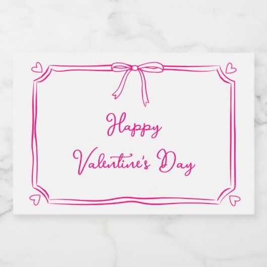 Niedlich Happy Valentine's Day Coquette Bow Girly Schaumweinetikett (Einzelnes Label)