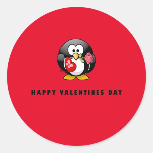 Niedlich Happy Valentines Day Pinguin Bird Runder Aufkleber (Vorderseite)