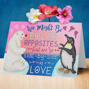 Niedlich Happy Valentine's Day Polar Bear Pinguin Feiertagskarte