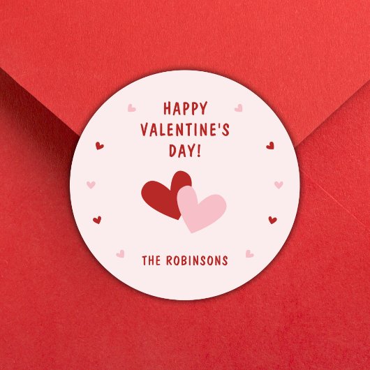 Niedlich Happy Valentine's Day Red Hearts Individu Runder Aufkleber