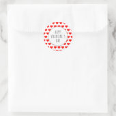Niedlich Happy Valentines Day Red Hearts Muster Runder Aufkleber (Tasche)