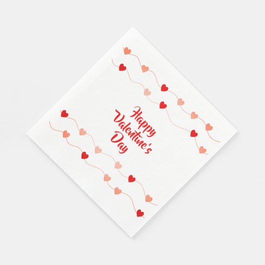 Niedlich Happy Valentines Day Red Pink String Herz Serviette (Ecke)