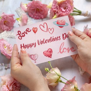 Niedlich Happy Valentins Tagherzen Liebe Ballon Postkarte