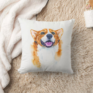 Niedlich Happy Watercolor Corgi Dog Personalisiert Kissen