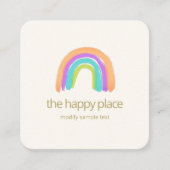 Niedlich Happy Watercolor Rainbow Square Business Quadratische Visitenkarte (Vorderseite)