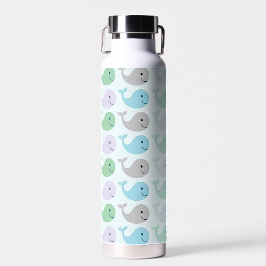 Niedlich Happy Whales Pastel Pattern Trinkflasche (Vorne)
