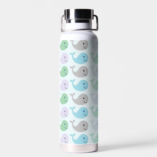 Niedlich Happy Whales Pastel Pattern Trinkflasche (Rückseite)