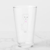 Niedlich Happy White Cat Cartoon Glas (Rückseite)