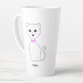 Niedlich Happy White Cat Cartoon Milchtasse (Linke Ecke)