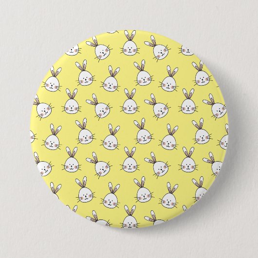 Niedlich Happy White Oaster Bunny Pattern Button (Vorderseite)
