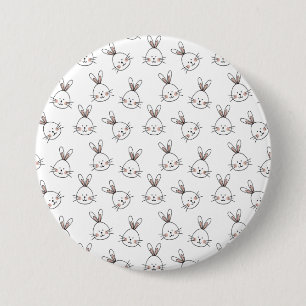 Niedlich Happy White Oaster Bunny Pattern Button