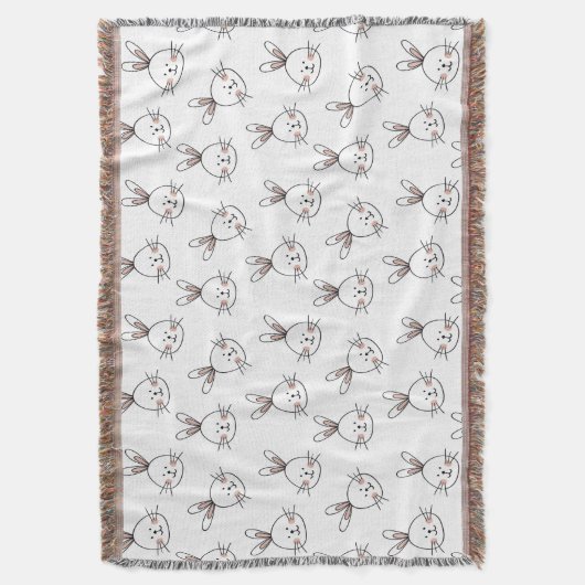 Niedlich Happy White Oaster Bunny Pattern Decke (Vorderseite Vertikal)