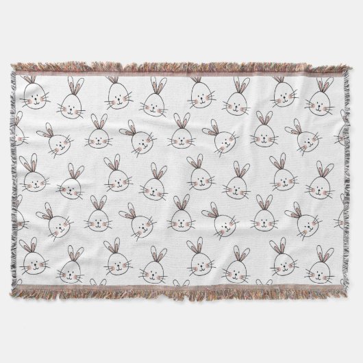 Niedlich Happy White Oaster Bunny Pattern Decke (Vorderseite)