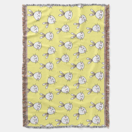 Niedlich Happy White Oaster Bunny Pattern Decke (Vorderseite Vertikal)