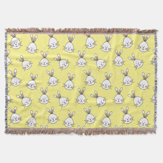 Niedlich Happy White Oaster Bunny Pattern Decke (Vorderseite)