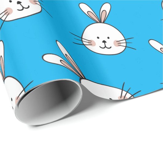 Niedlich Happy White Oaster Bunny Pattern Geschenkpapier (Rolleneckpunkt)