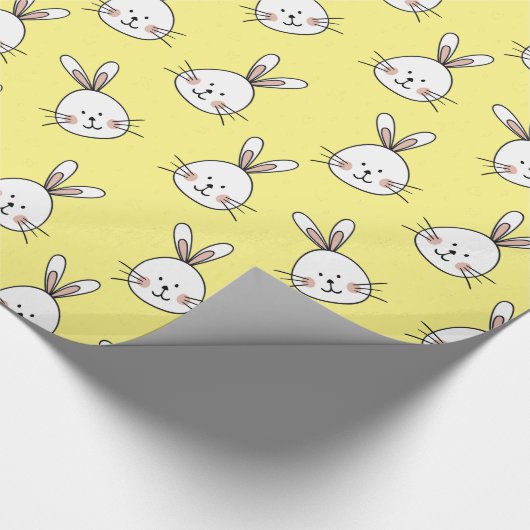 Niedlich Happy White Oaster Bunny Pattern Geschenkpapier (Ecke)