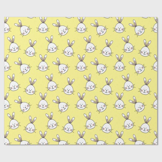 Niedlich Happy White Oaster Bunny Pattern Geschenkpapier (Flach)