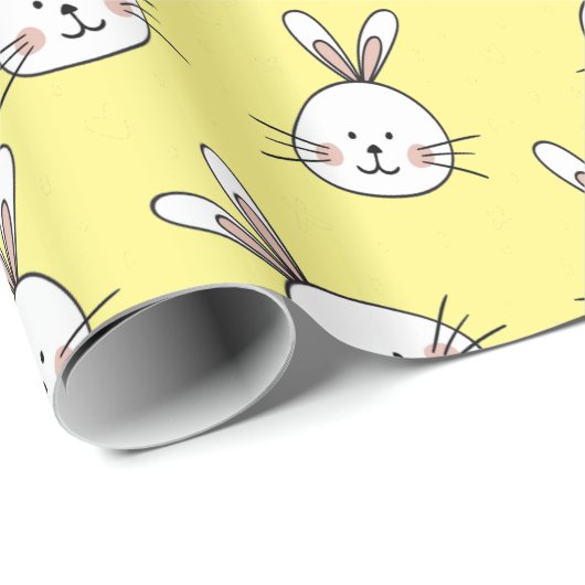 Niedlich Happy White Oaster Bunny Pattern Geschenkpapier (Rolleneckpunkt)