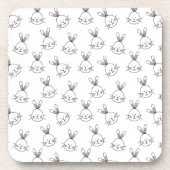 Niedlich Happy White Oaster Bunny Pattern Getränkeuntersetzer (Vorderseite)