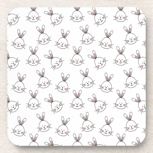 Niedlich Happy White Oaster Bunny Pattern Getränkeuntersetzer (Vorderseite)