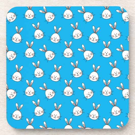 Niedlich Happy White Oaster Bunny Pattern Getränkeuntersetzer (Vorderseite)