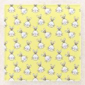 Niedlich Happy White Oaster Bunny Pattern Glasuntersetzer (Vorderseite)