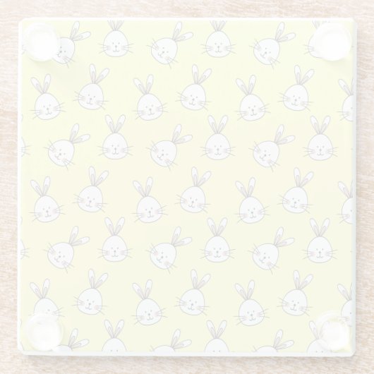 Niedlich Happy White Oaster Bunny Pattern Glasuntersetzer (Rückseite)