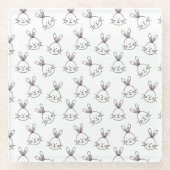 Niedlich Happy White Oaster Bunny Pattern Glasuntersetzer (Vorderseite)