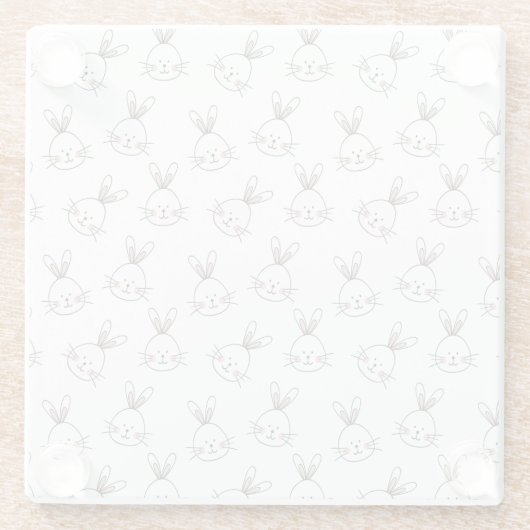 Niedlich Happy White Oaster Bunny Pattern Glasuntersetzer (Rückseite)