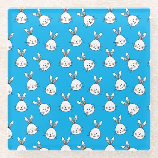 Niedlich Happy White Oaster Bunny Pattern Glasuntersetzer (Vorderseite)