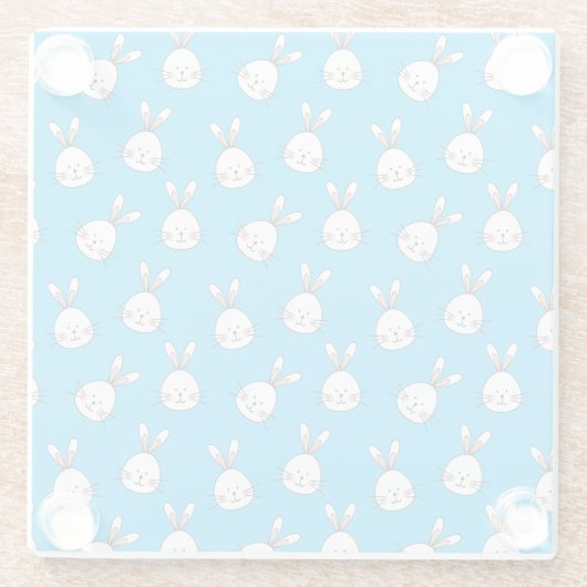 Niedlich Happy White Oaster Bunny Pattern Glasuntersetzer (Rückseite)