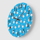 Niedlich Happy White Oaster Bunny Pattern Große Wanduhr (Winkel)