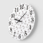 Niedlich Happy White Oaster Bunny Pattern Große Wanduhr (Winkel)