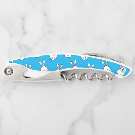 Niedlich Happy White Oaster Bunny Pattern Kellnermesser (Vorderseite)