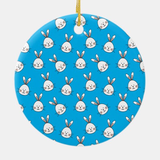 Niedlich Happy White Oaster Bunny Pattern Keramik Ornament (Hinten)