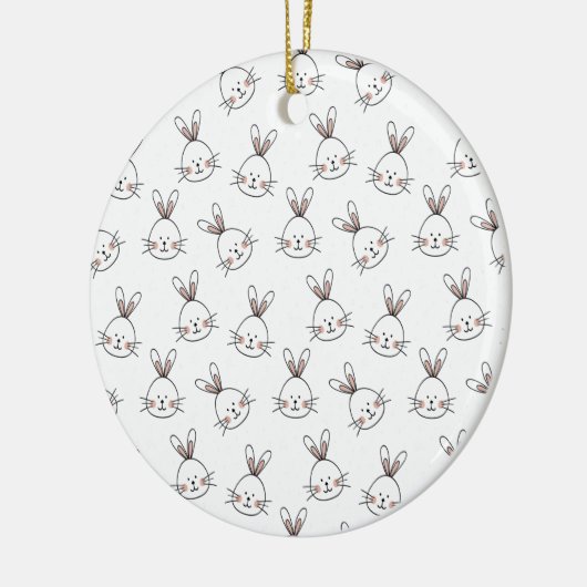Niedlich Happy White Oaster Bunny Pattern Keramik Ornament (Links)