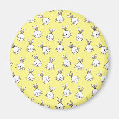 Niedlich Happy White Oaster Bunny Pattern Magnet (Vorne)