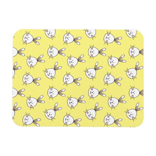 Niedlich Happy White Oaster Bunny Pattern Magnet (Horizontal)