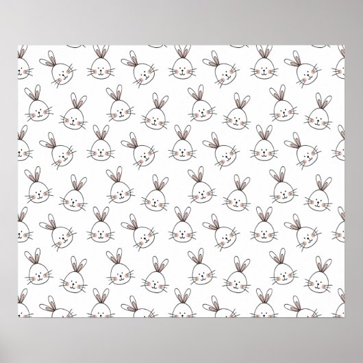 Niedlich Happy White Oaster Bunny Pattern Poster (Vorne)