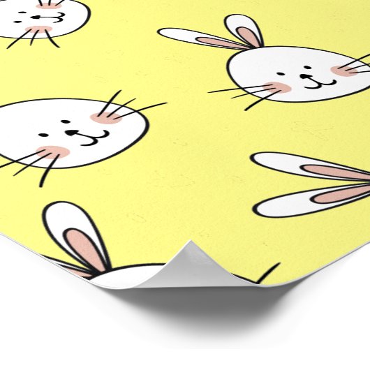 Niedlich Happy White Oaster Bunny Pattern Poster (Ecke)